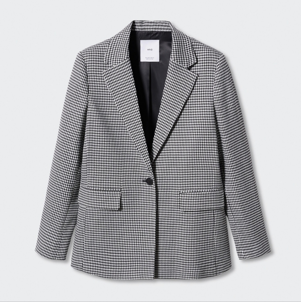🖤🤍Mango Black/White Houndstooth Blazer
